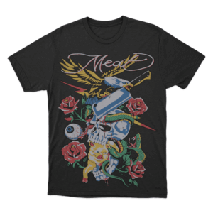 Meat Skull Roses Unisex T Shirt Black
