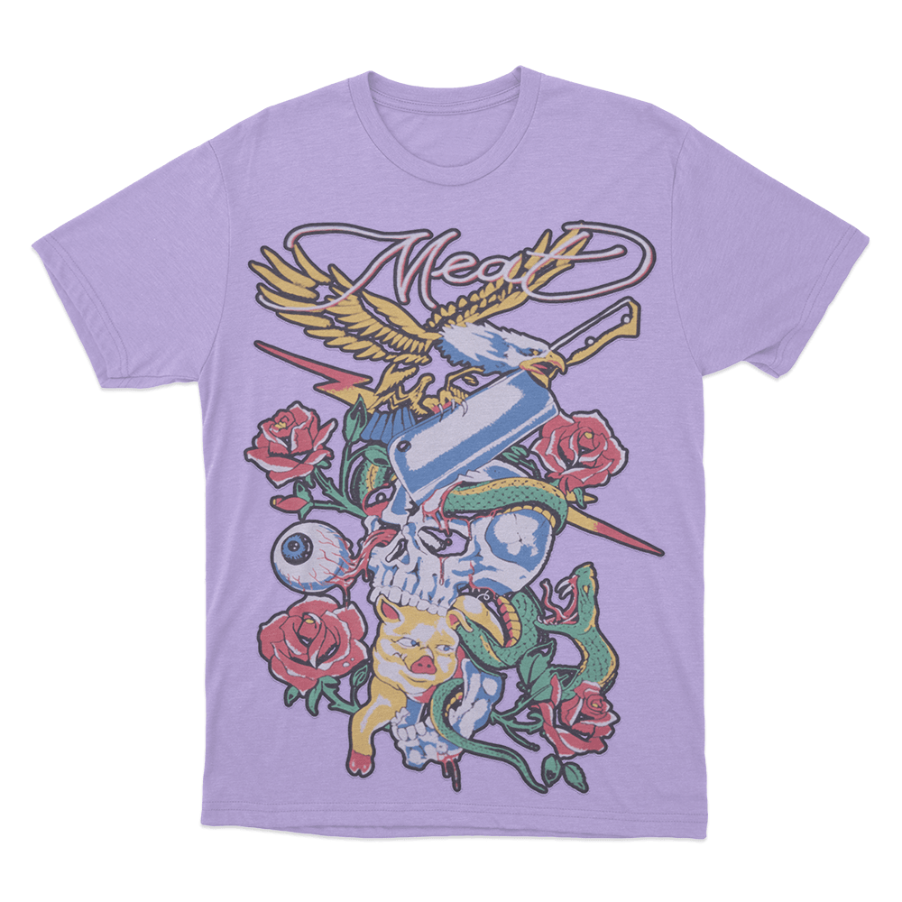 Meat Skull & Roses Unisex T Shirt Purple Meat Skull Roses Unisex T Shirt Purple
