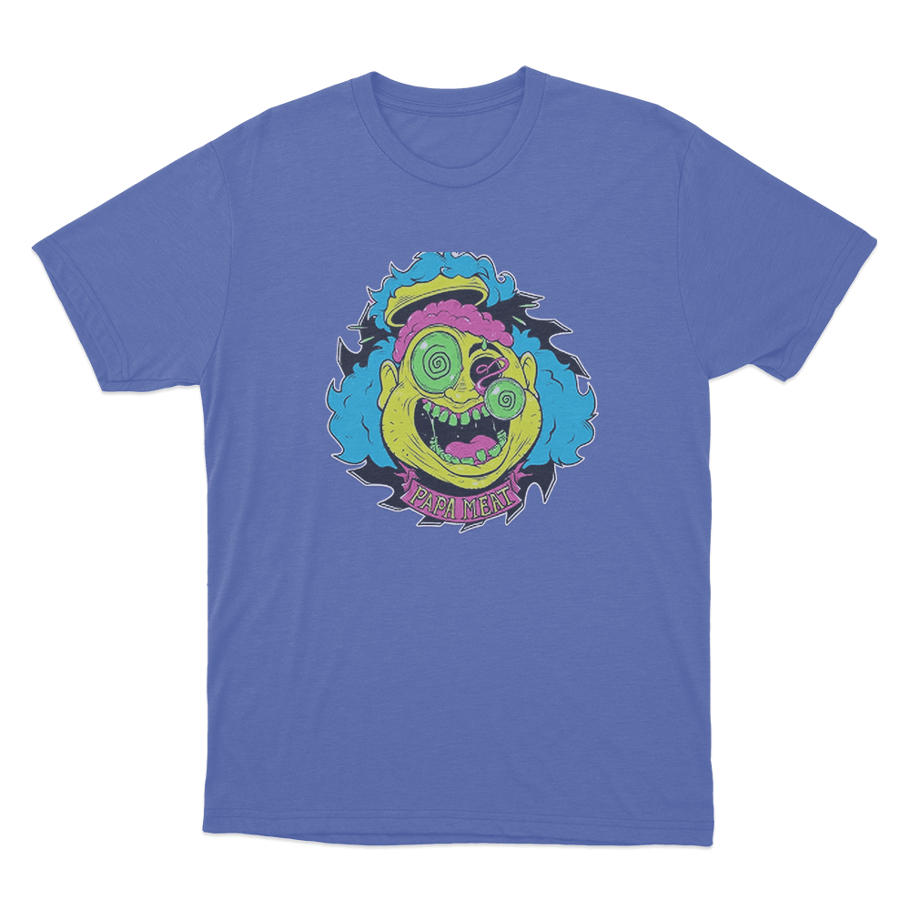 Papa Meat Crazy Face Unisex T Shirt Blue Papa Meat Crazy Face Unisex T Shirt Blue
