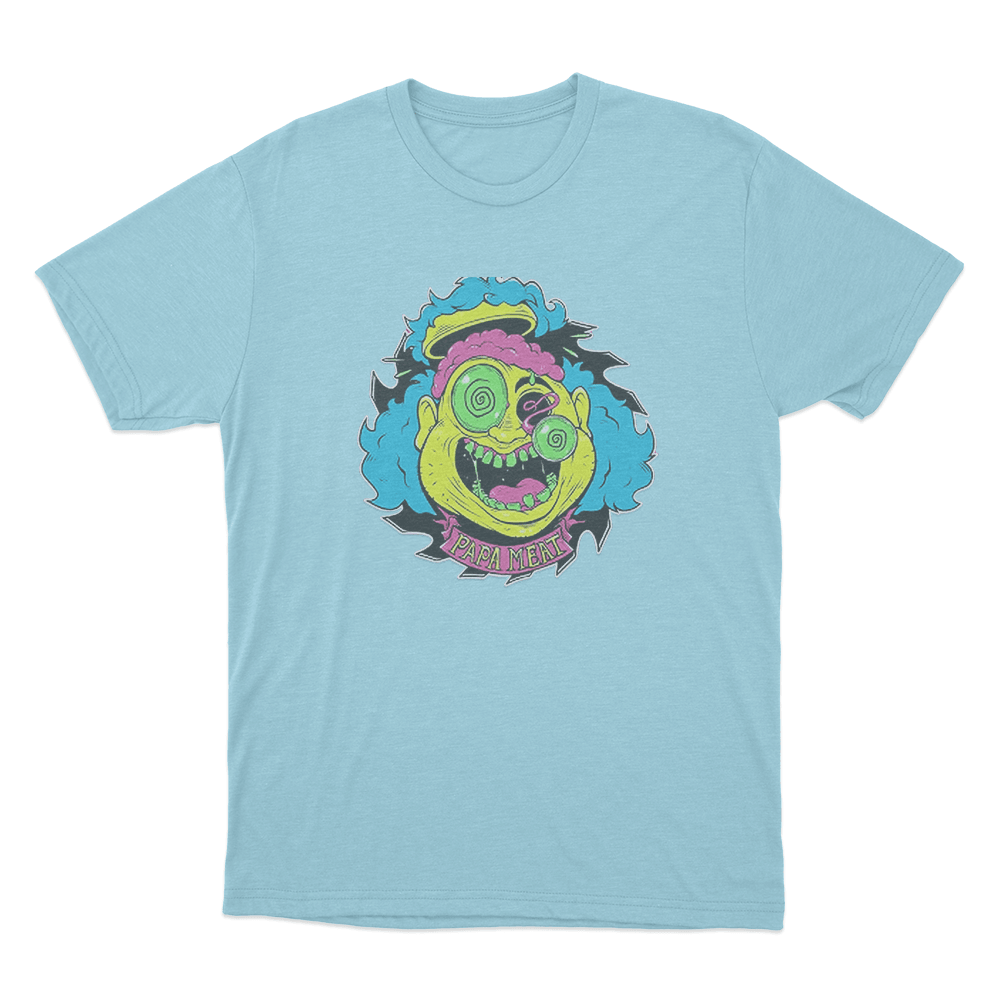 Papa Meat Crazy Face Unisex T Shirt Sky Blue Papa Meat Crazy Face Unisex T Shirt Sky Blue